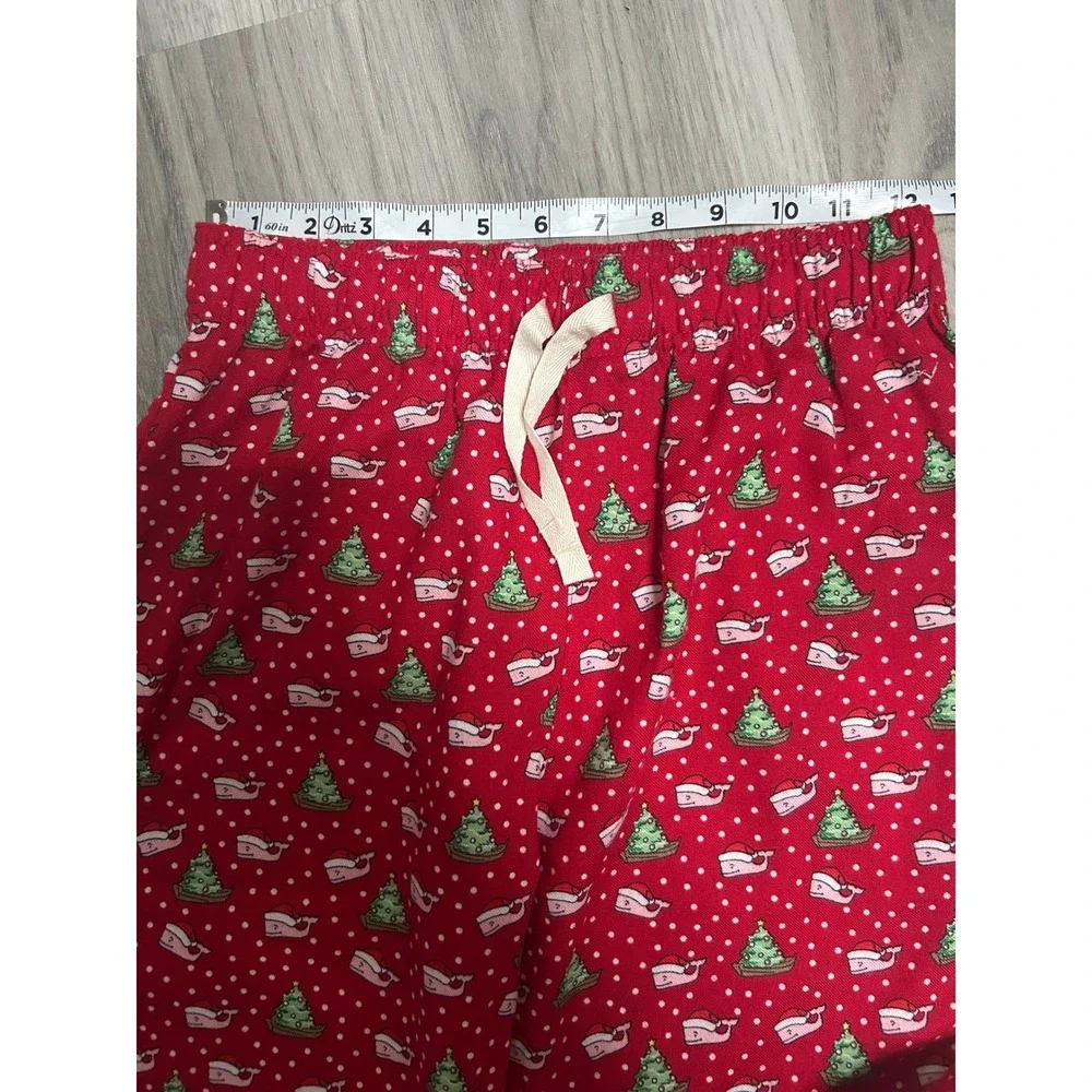 Vineyard Vines kids Santa Whale Flannel Loungewear Pant Cotton M Red‎ Christmas